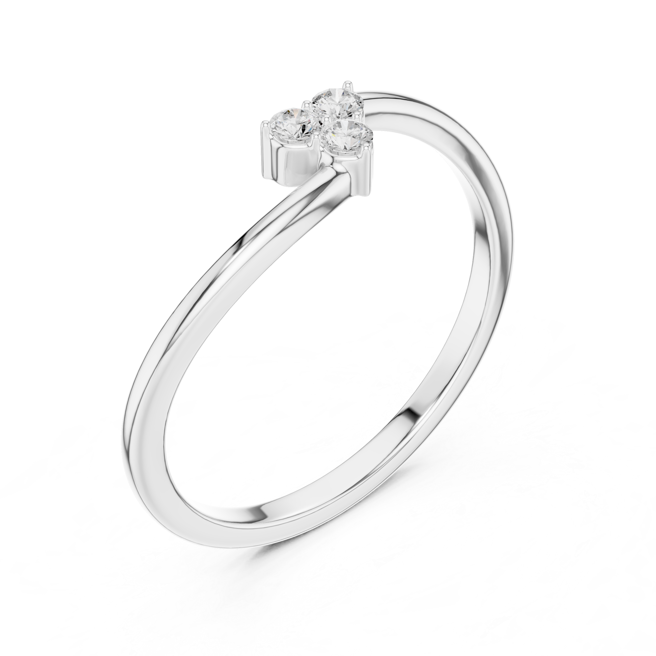 Round Diamond Trio Cluster Minimalist Open Band Ring