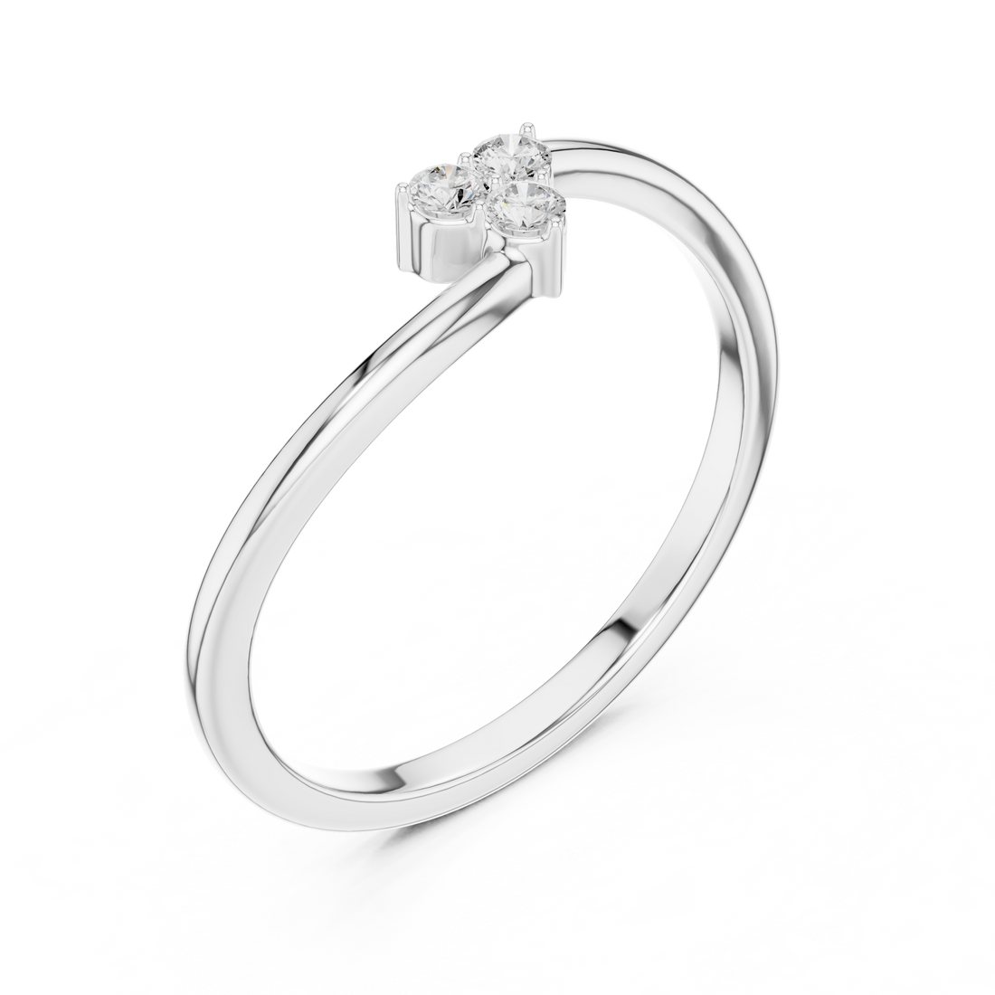 Round Diamond Trio Cluster Minimalist Open Band Ring