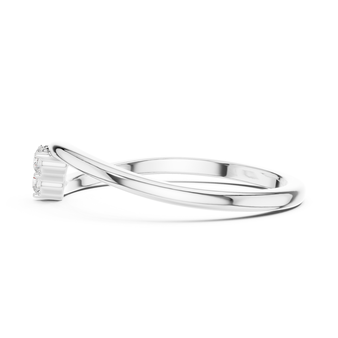Round Diamond Trio Cluster Minimalist Open Band Ring