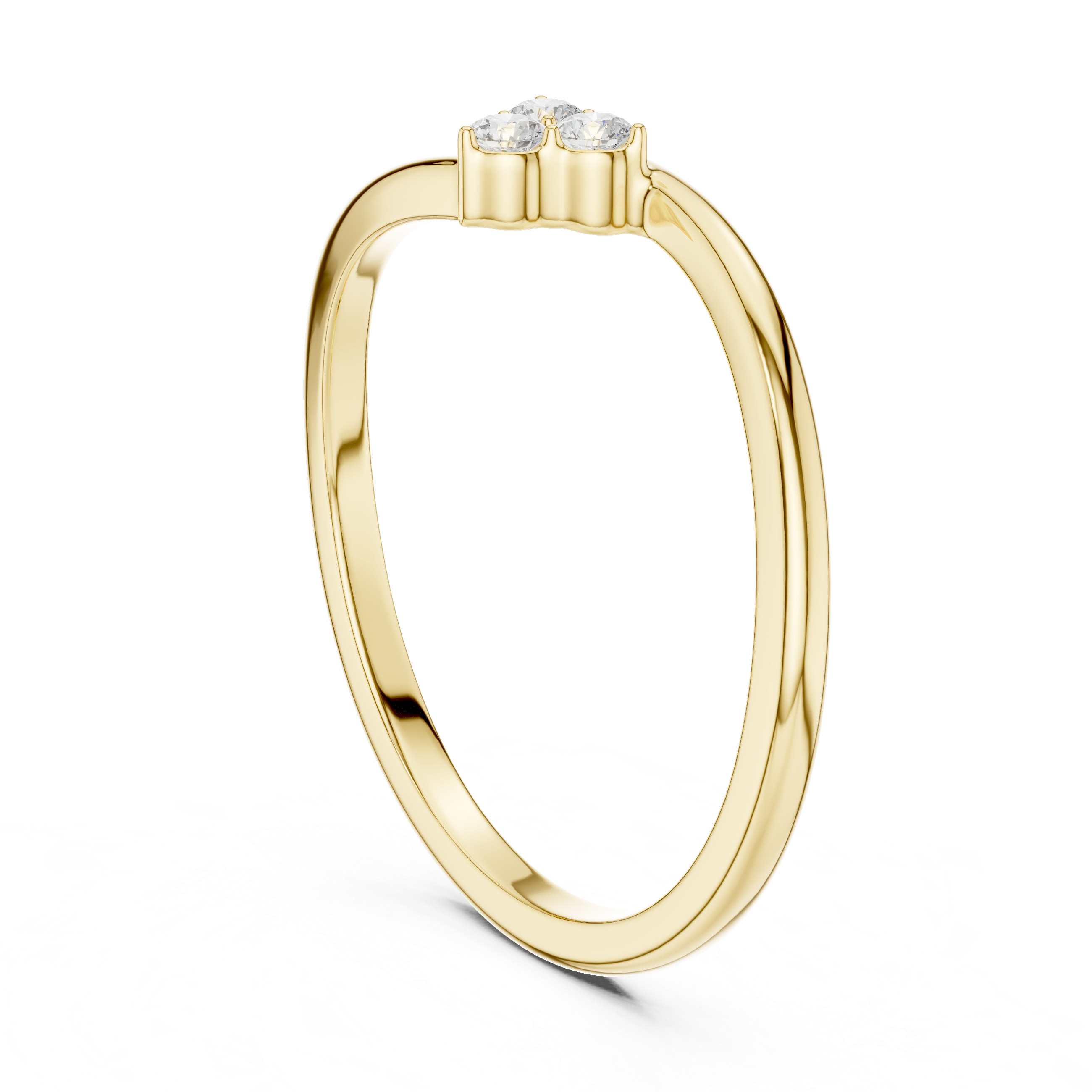 Round Diamond Trio Cluster Minimalist Open Band Ring