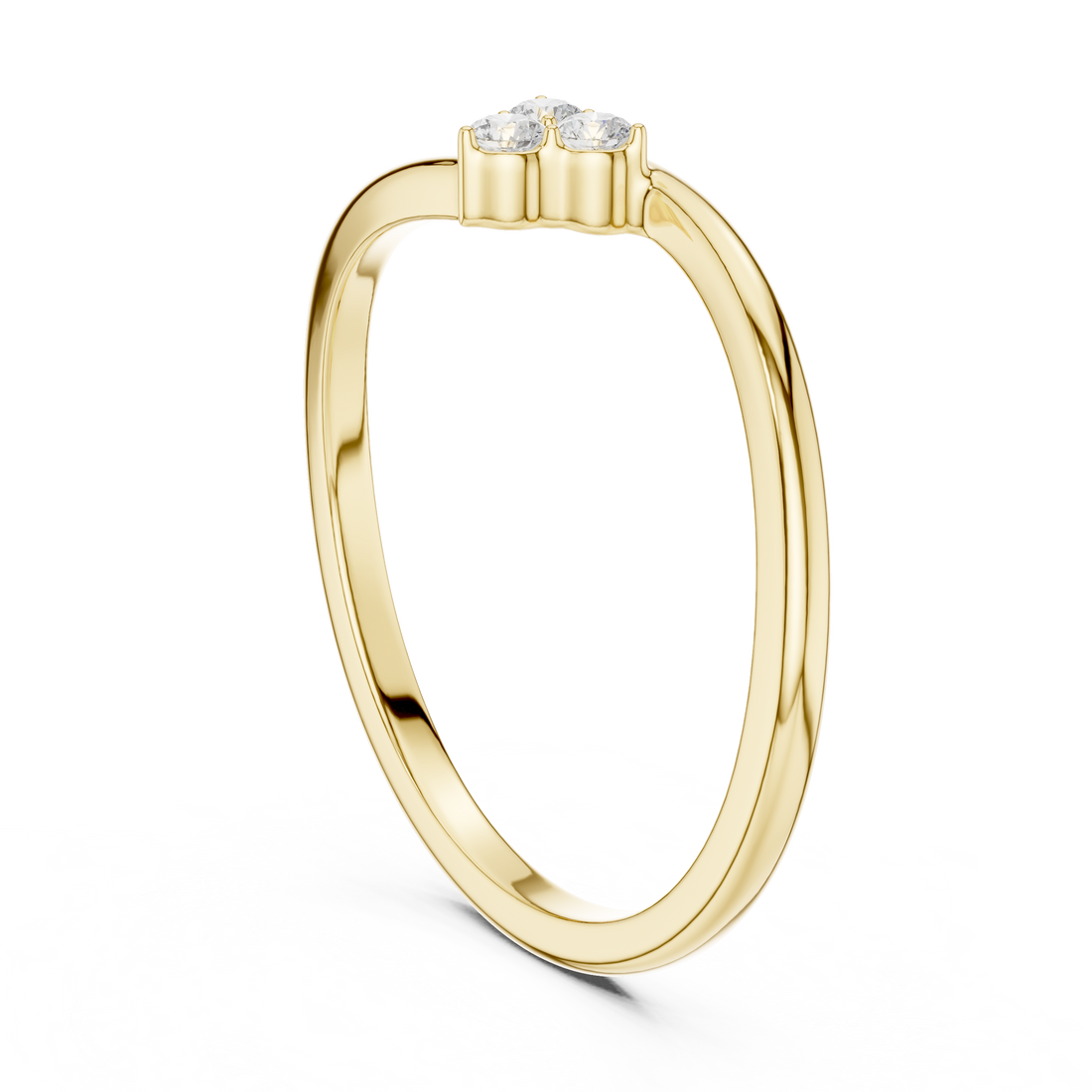 Round Diamond Trio Cluster Minimalist Open Band Ring