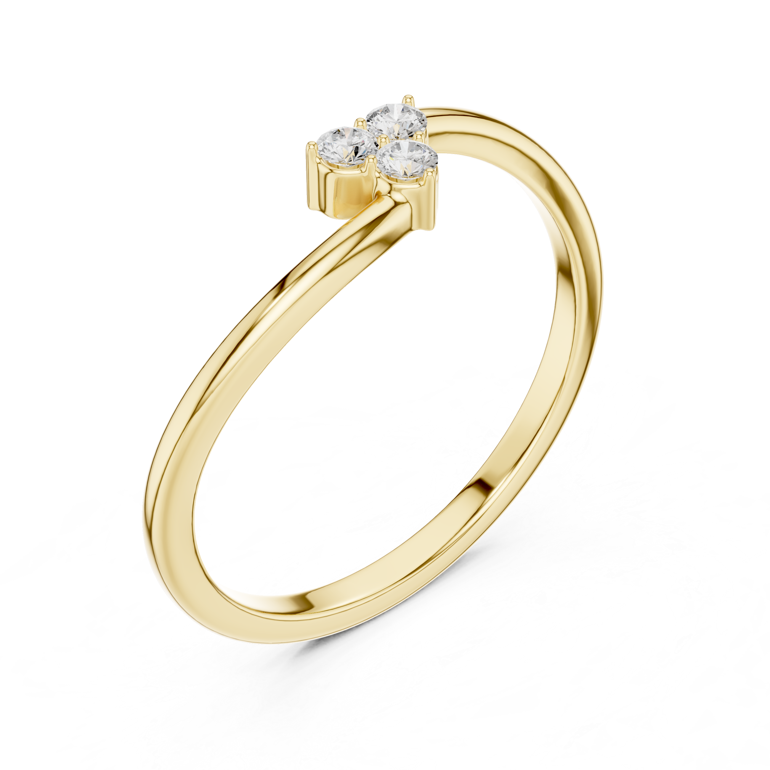 Round Diamond Trio Cluster Minimalist Open Band Ring