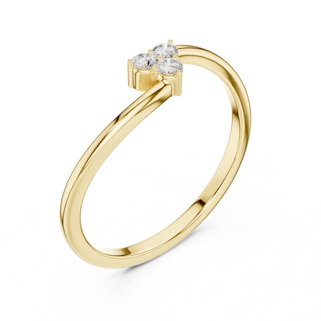 Round Diamond Trio Cluster Minimalist Open Band Ring