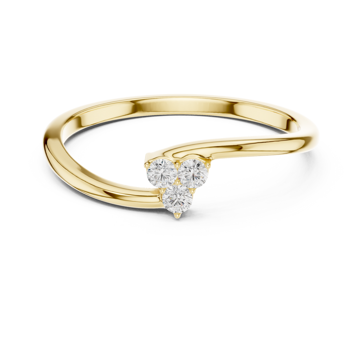 Round Diamond Trio Cluster Minimalist Open Band Ring