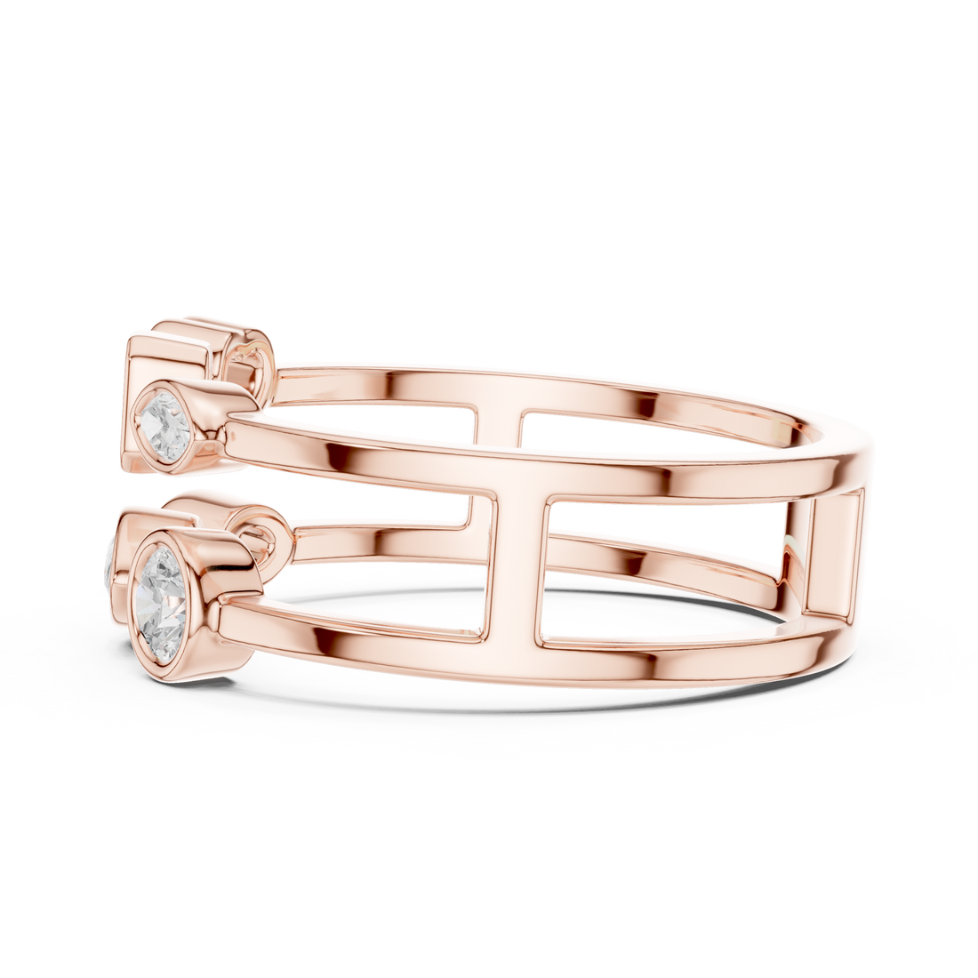 Multi Shape Diamond Bezel Set Statement Band Ring