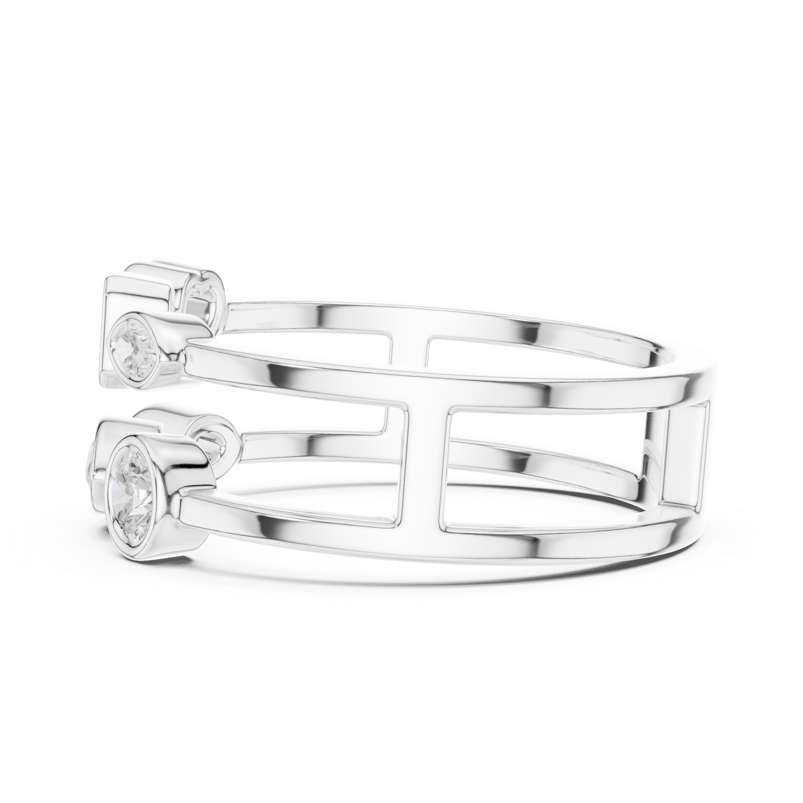 Multi Shape Diamond Bezel Set Statement Band Ring