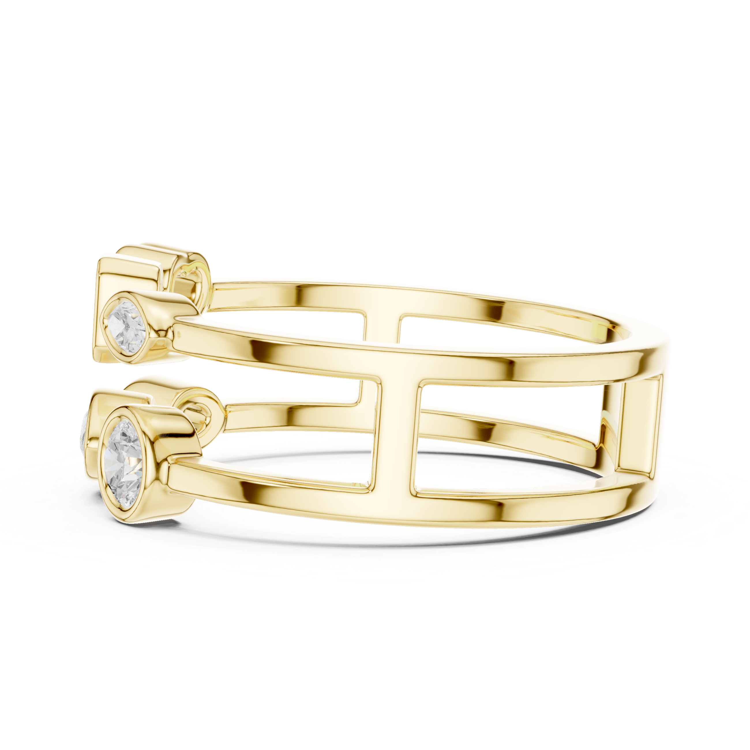 Multi Shape Diamond Bezel Set Statement Band Ring