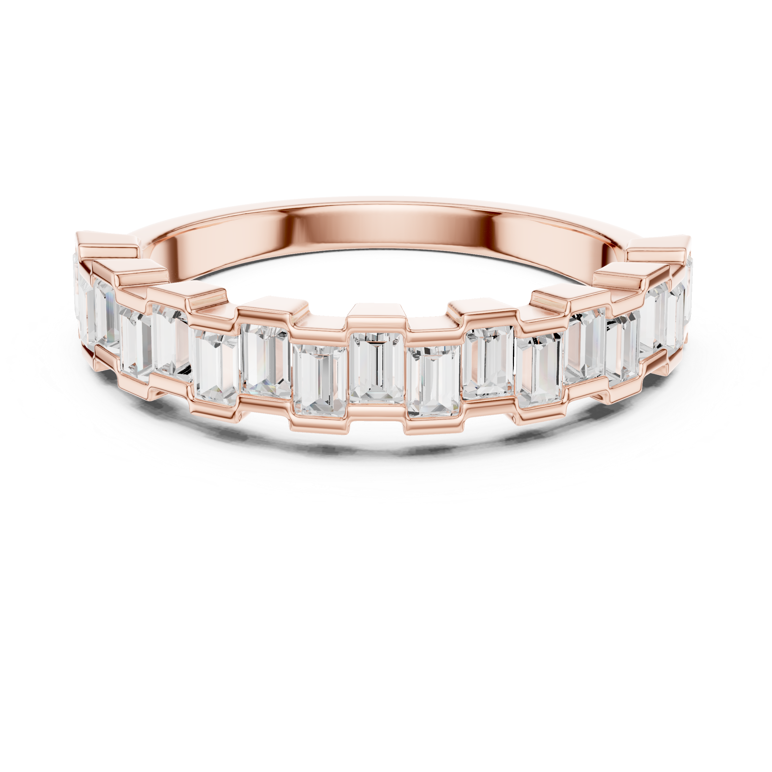 Emerald Cut Diamond Eternity Band Ring with Step Setting