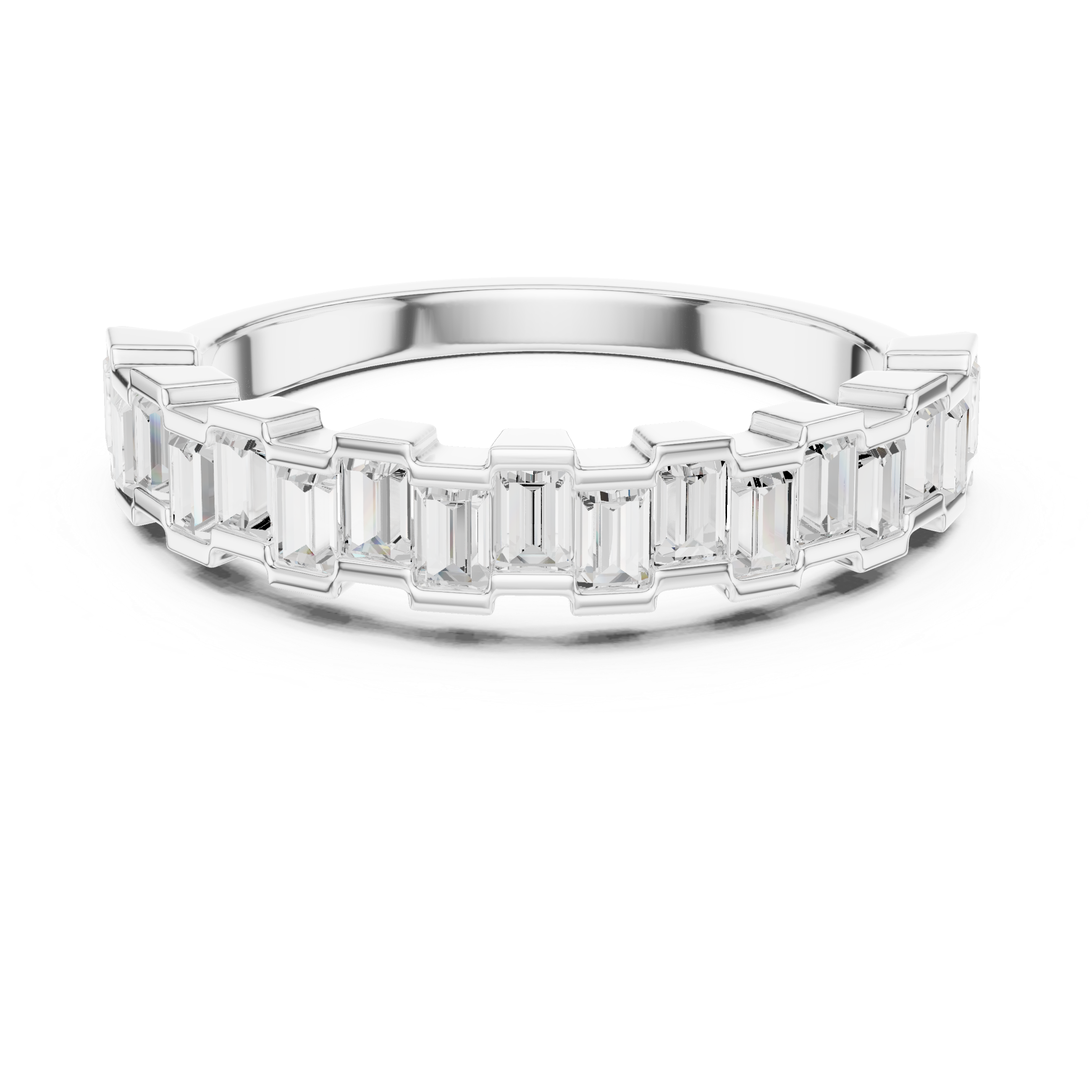 Emerald Cut Diamond Eternity Band Ring with Step Setting
