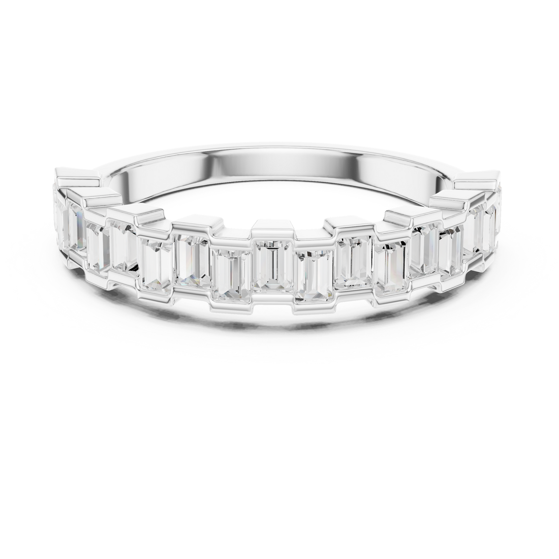 Emerald Cut Diamond Eternity Band Ring with Step Setting
