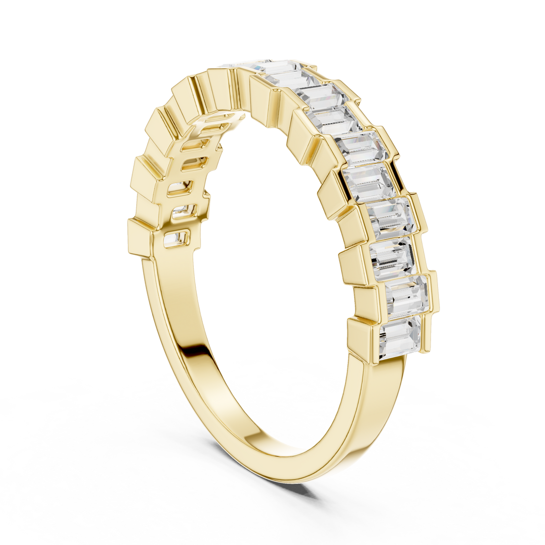 Emerald Cut Diamond Eternity Band Ring with Step Setting