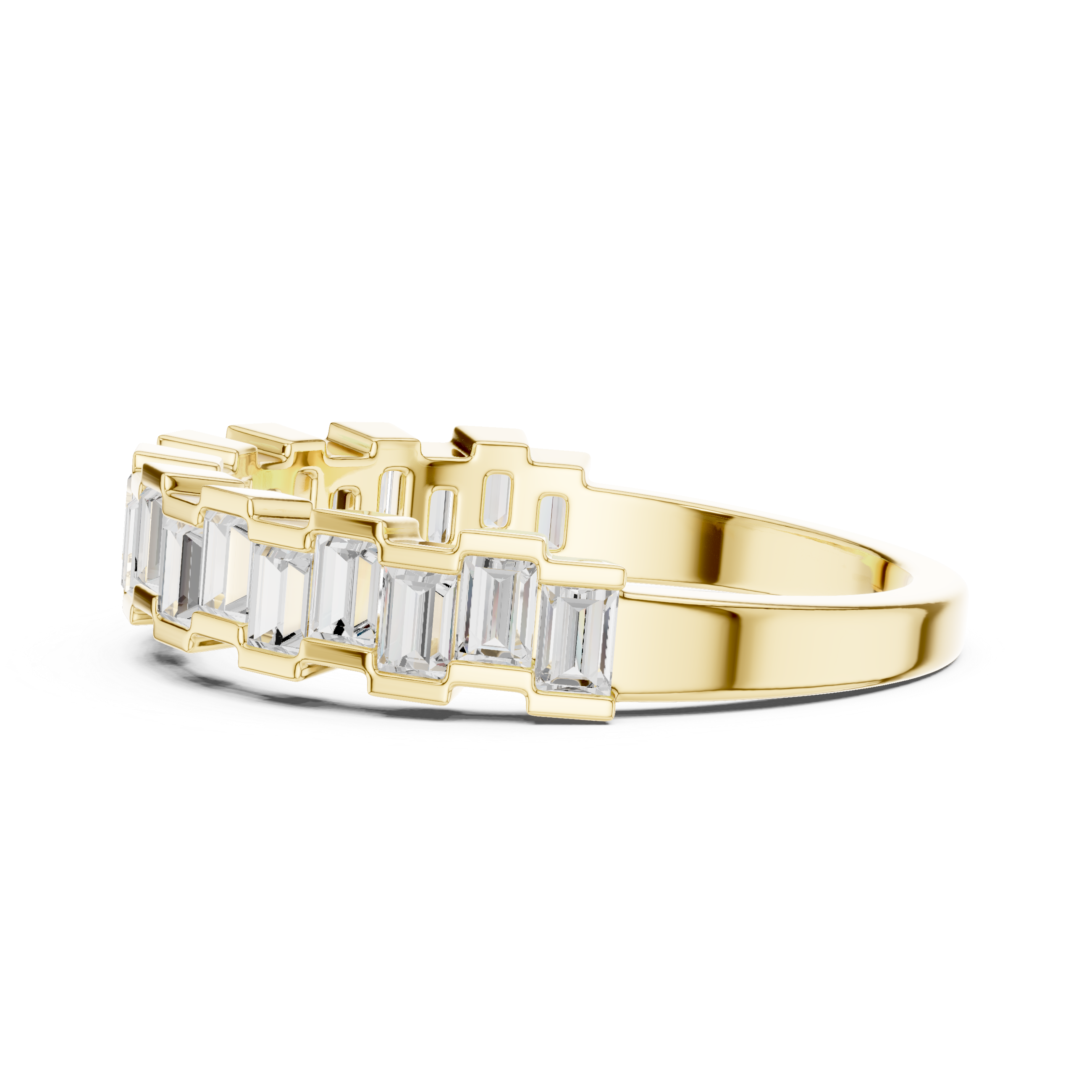 Emerald Cut Diamond Eternity Band Ring with Step Setting