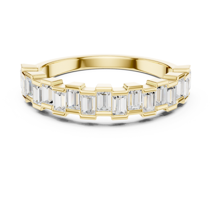 Emerald Cut Diamond Eternity Band Ring with Step Setting