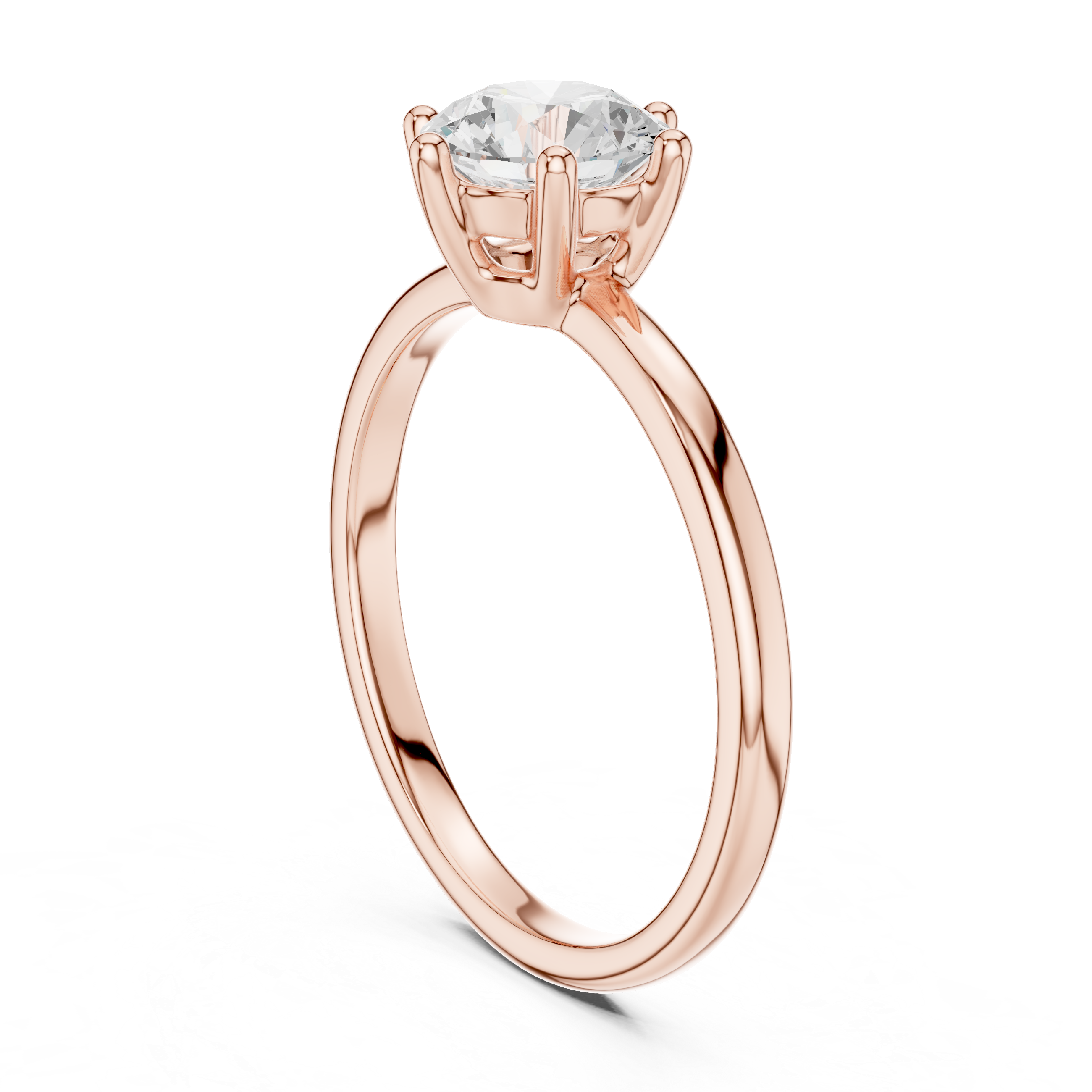 Round Brilliant Solitaire Diamond Ring Classic Six Prong Elegance