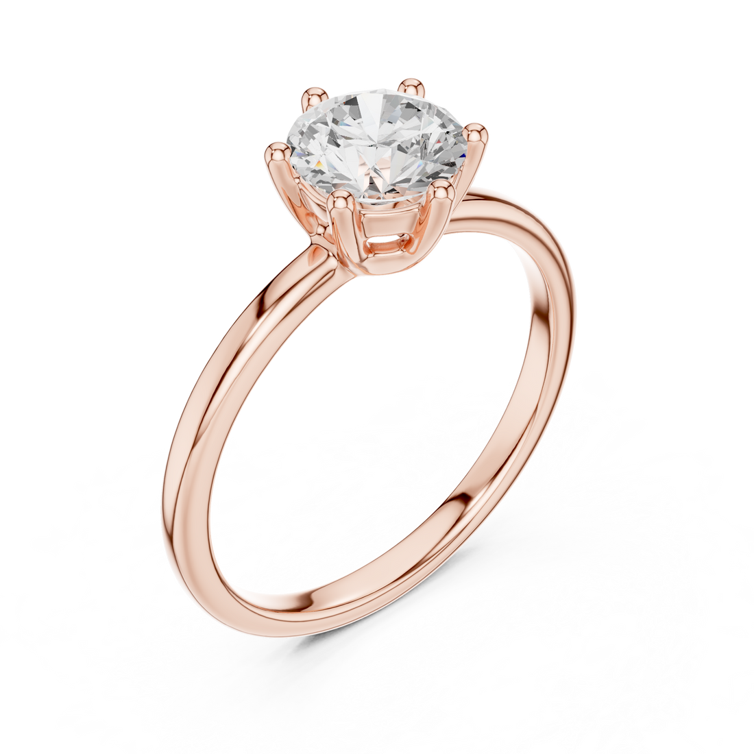 Round Brilliant Solitaire Diamond Ring Classic Six Prong Elegance
