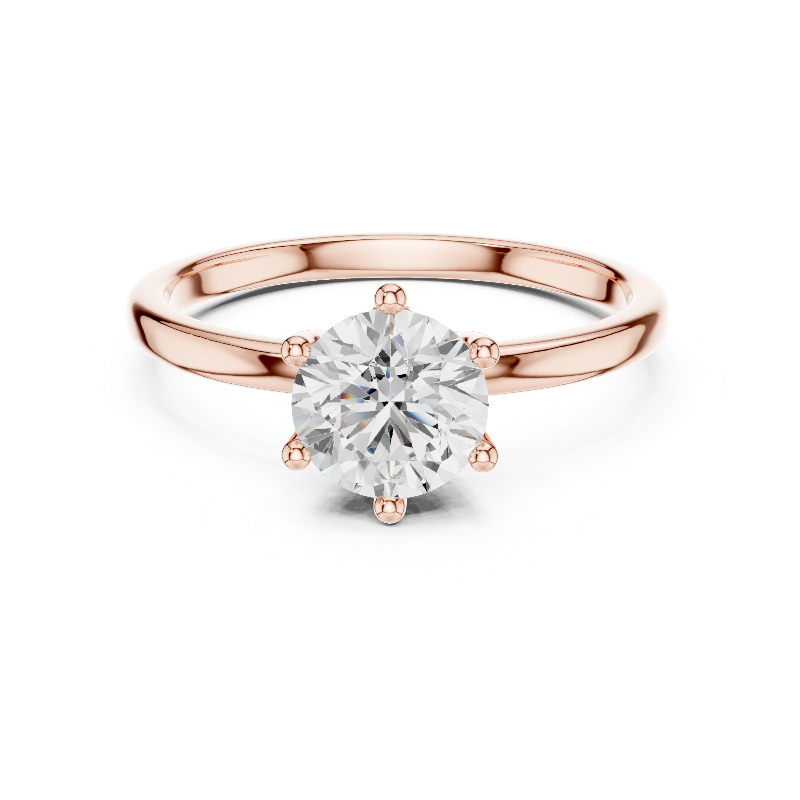 Round Brilliant Solitaire Diamond Ring Classic Six Prong Elegance