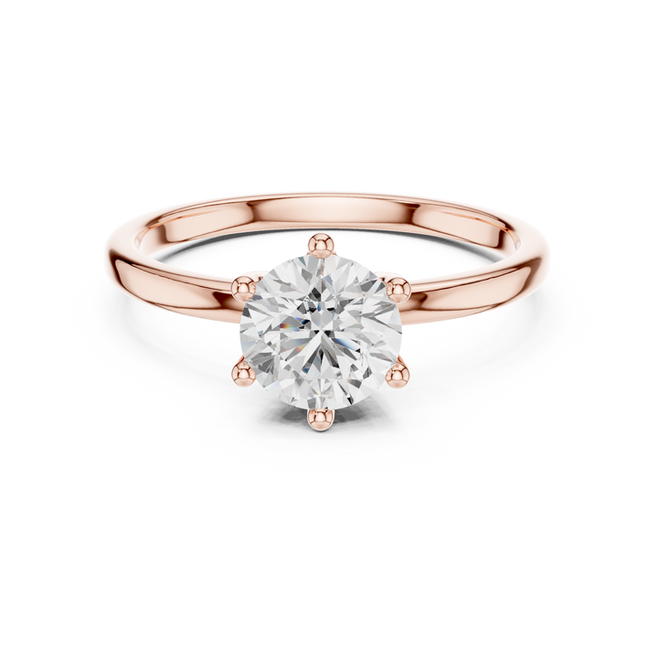 Round Brilliant Solitaire Diamond Ring Classic Six Prong Elegance