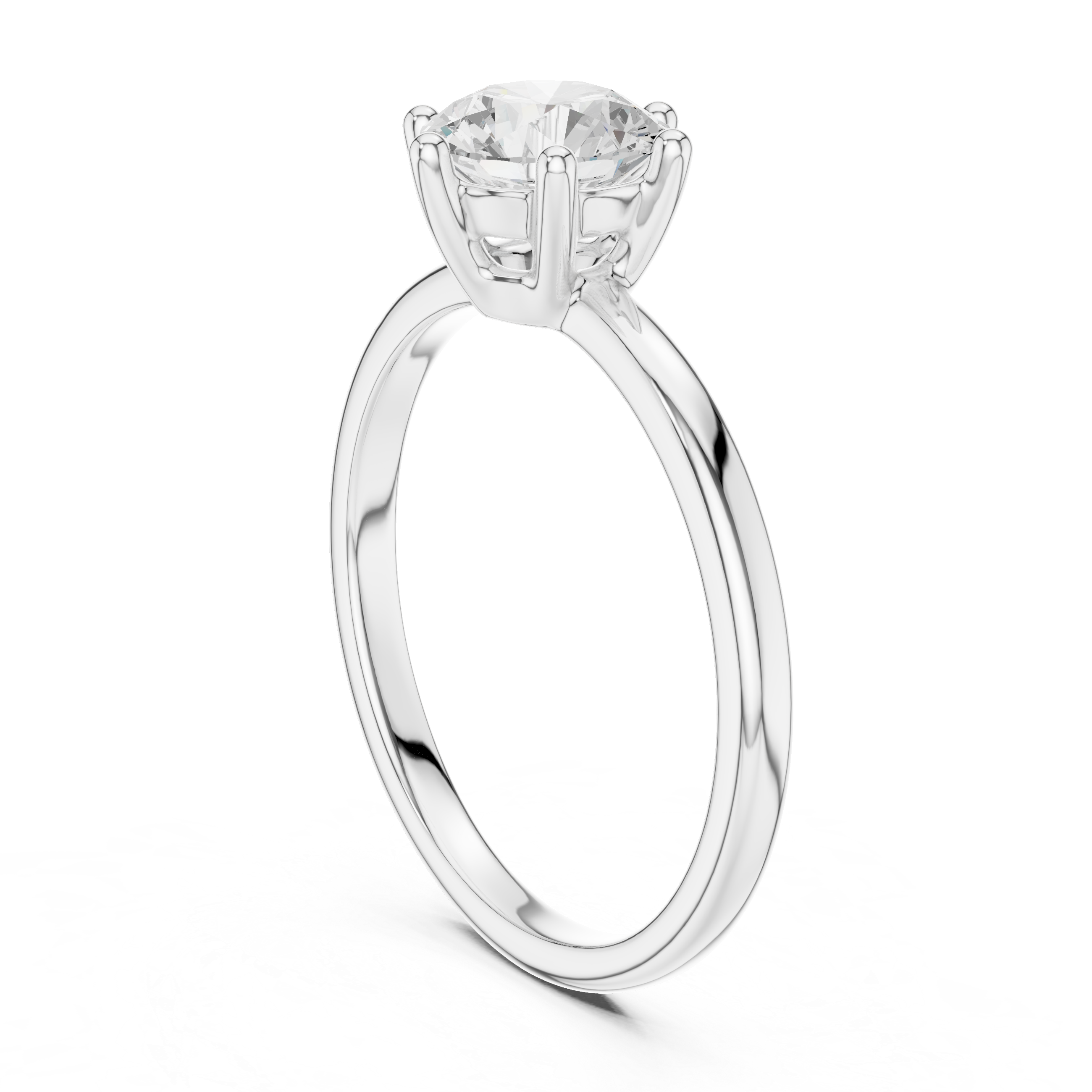 Round Brilliant Solitaire Diamond Ring Classic Six Prong Elegance