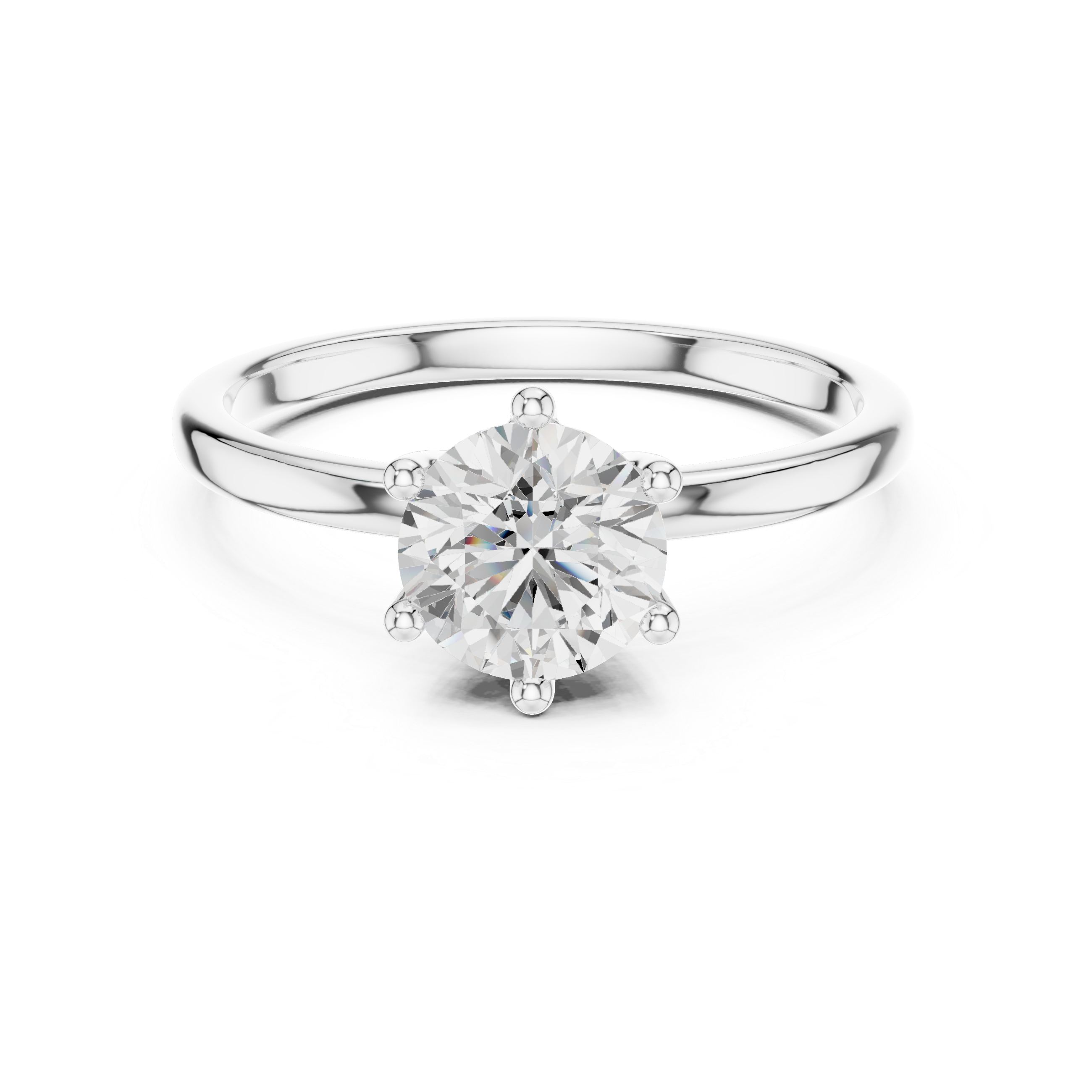 Round Brilliant Solitaire Diamond Ring Classic Six Prong Elegance