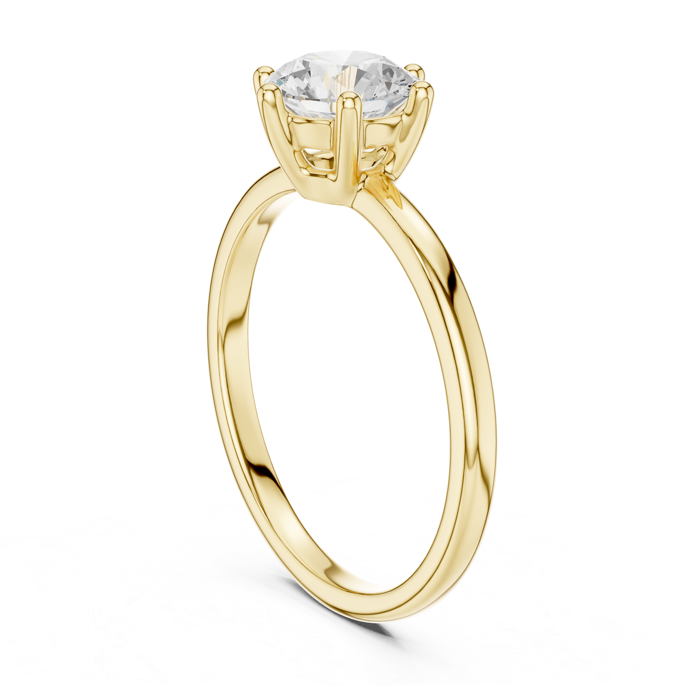 Round Brilliant Solitaire Diamond Ring Classic Six Prong Elegance