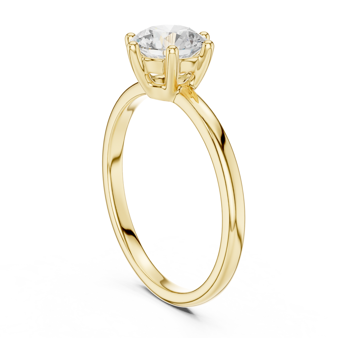 Round Brilliant Solitaire Diamond Ring Classic Six Prong Elegance