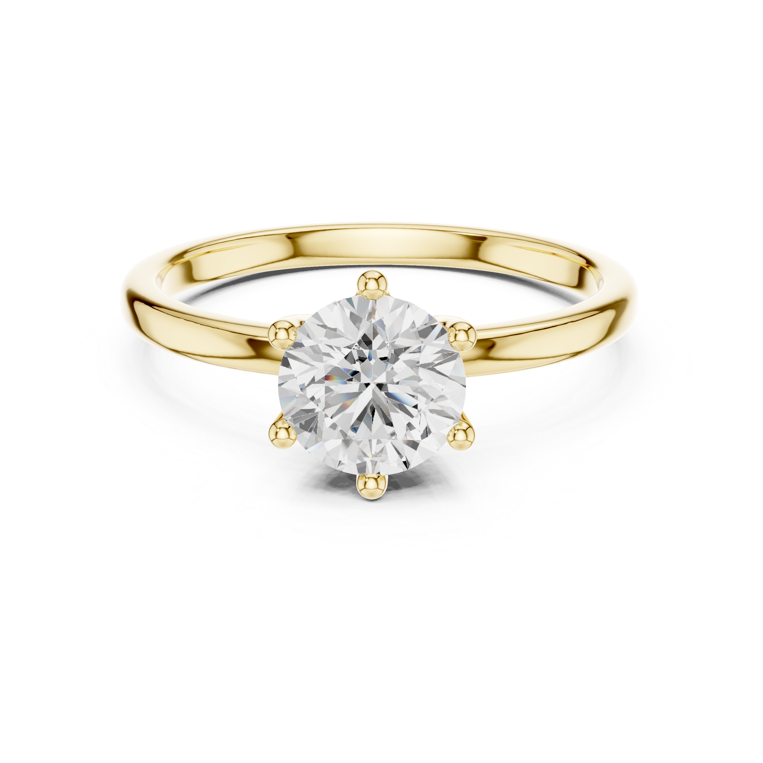 Round Brilliant Solitaire Diamond Ring Classic Six Prong Elegance