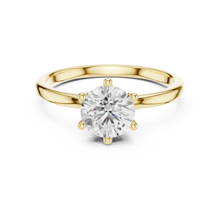 Round Brilliant Solitaire Diamond Ring Classic Six Prong Elegance