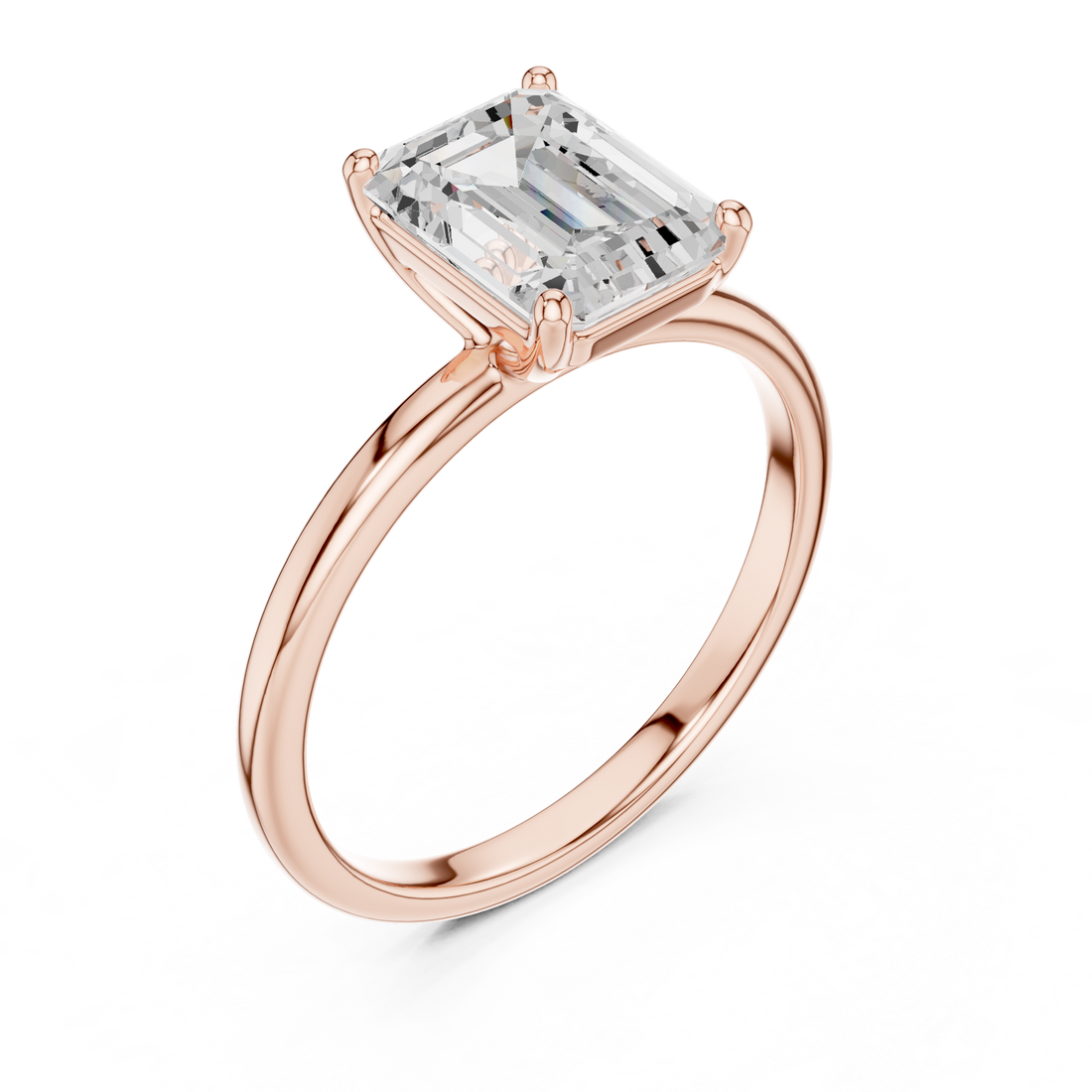 Emerald Cut Diamond Solitaire Engagement Ring Timeless Elegance