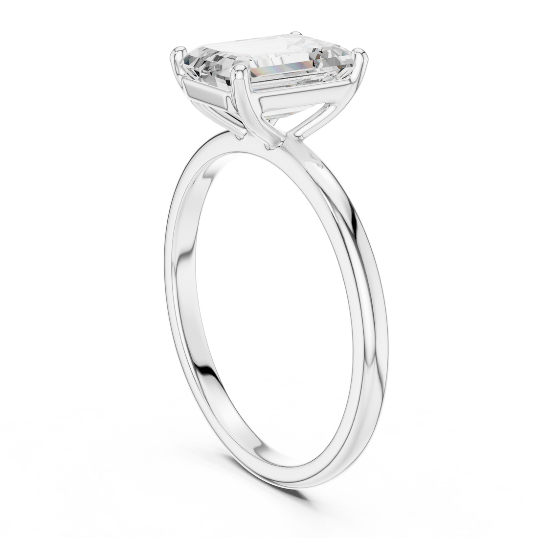 Emerald Cut Diamond Solitaire Engagement Ring Timeless Elegance
