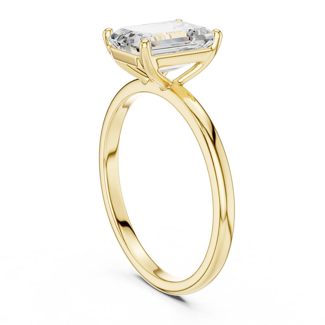 Emerald Cut Diamond Solitaire Engagement Ring Timeless Elegance