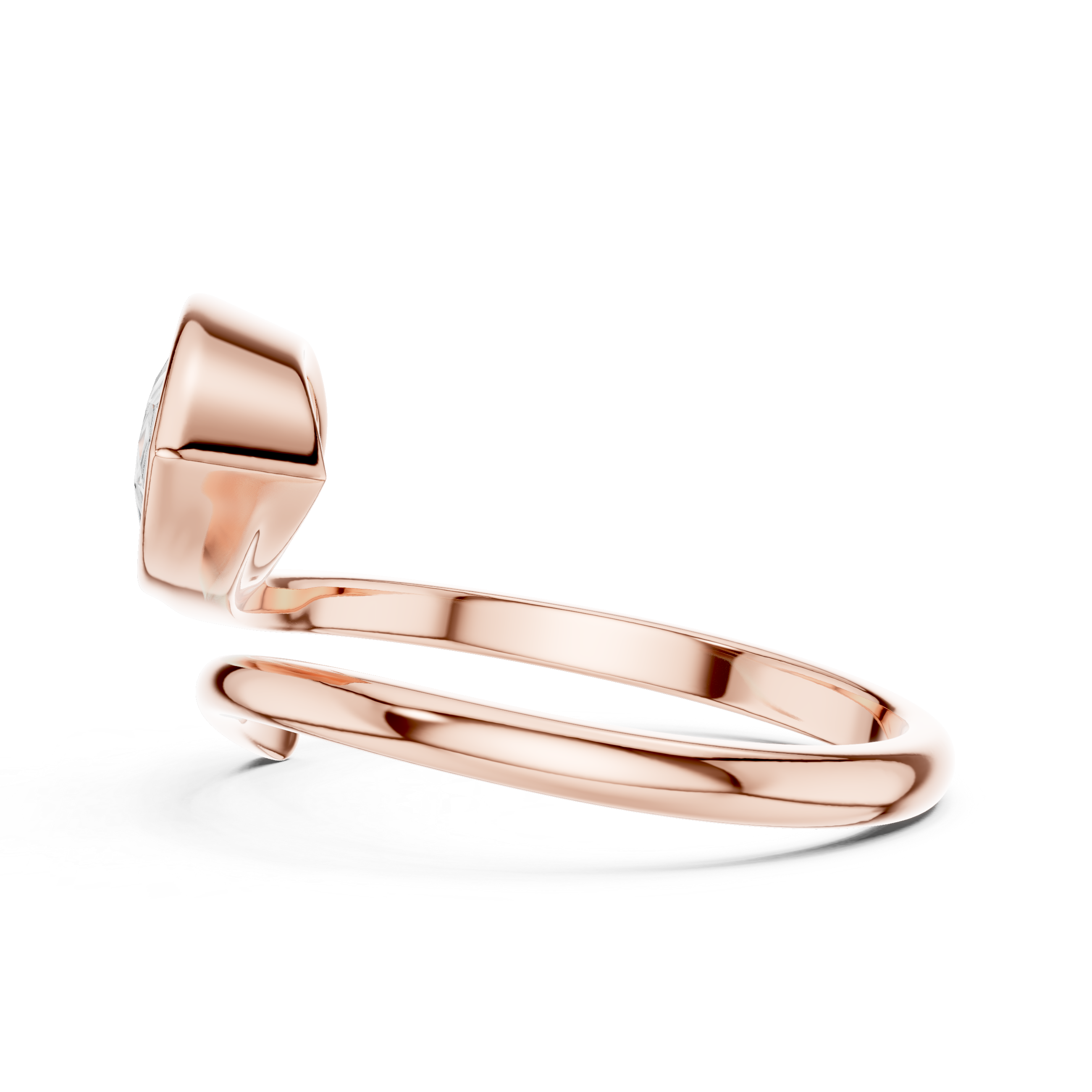 Pear Shaped Bezel Set Diamond Twist Band Ring with Modern Elegance