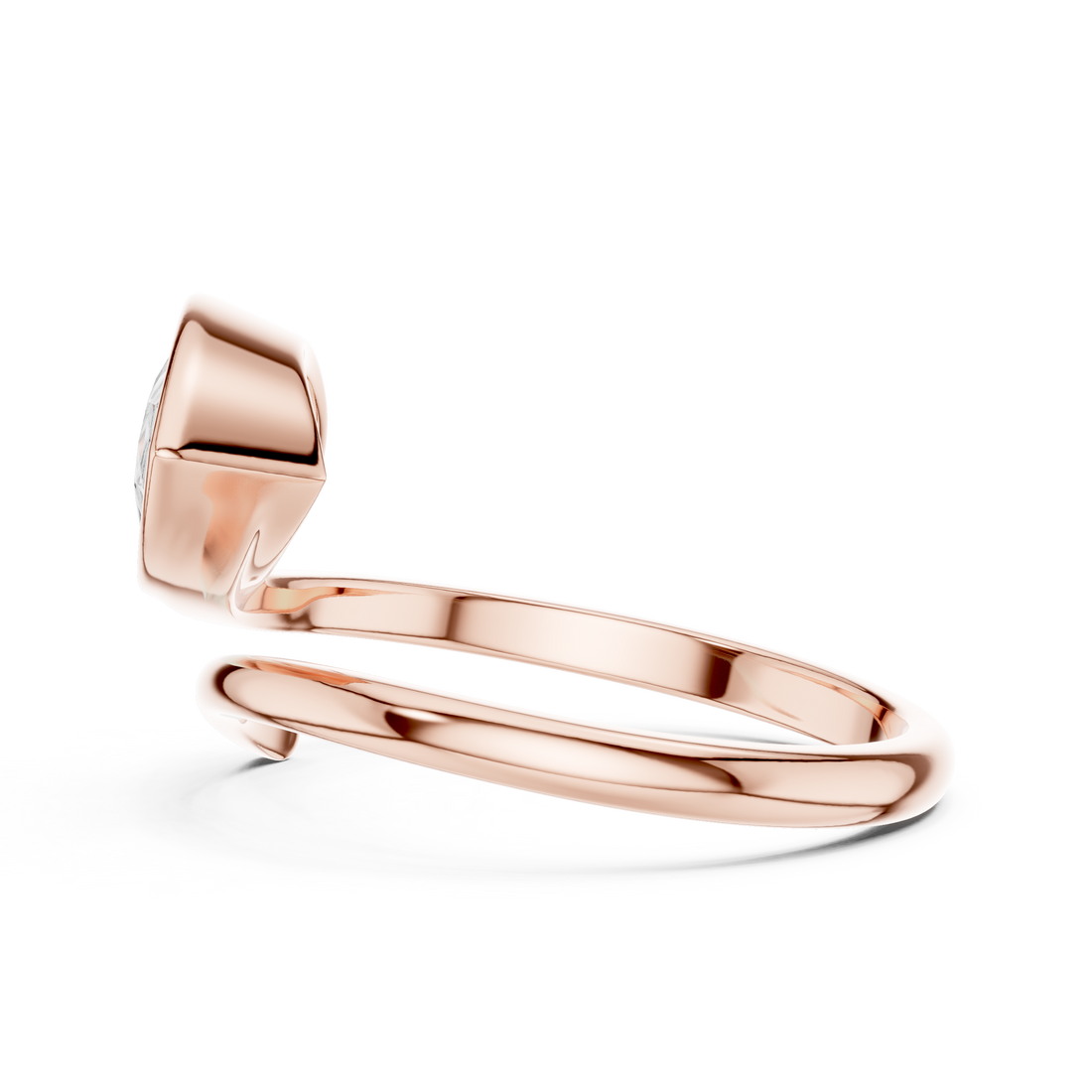 Pear Shaped Bezel Set Diamond Twist Band Ring with Modern Elegance