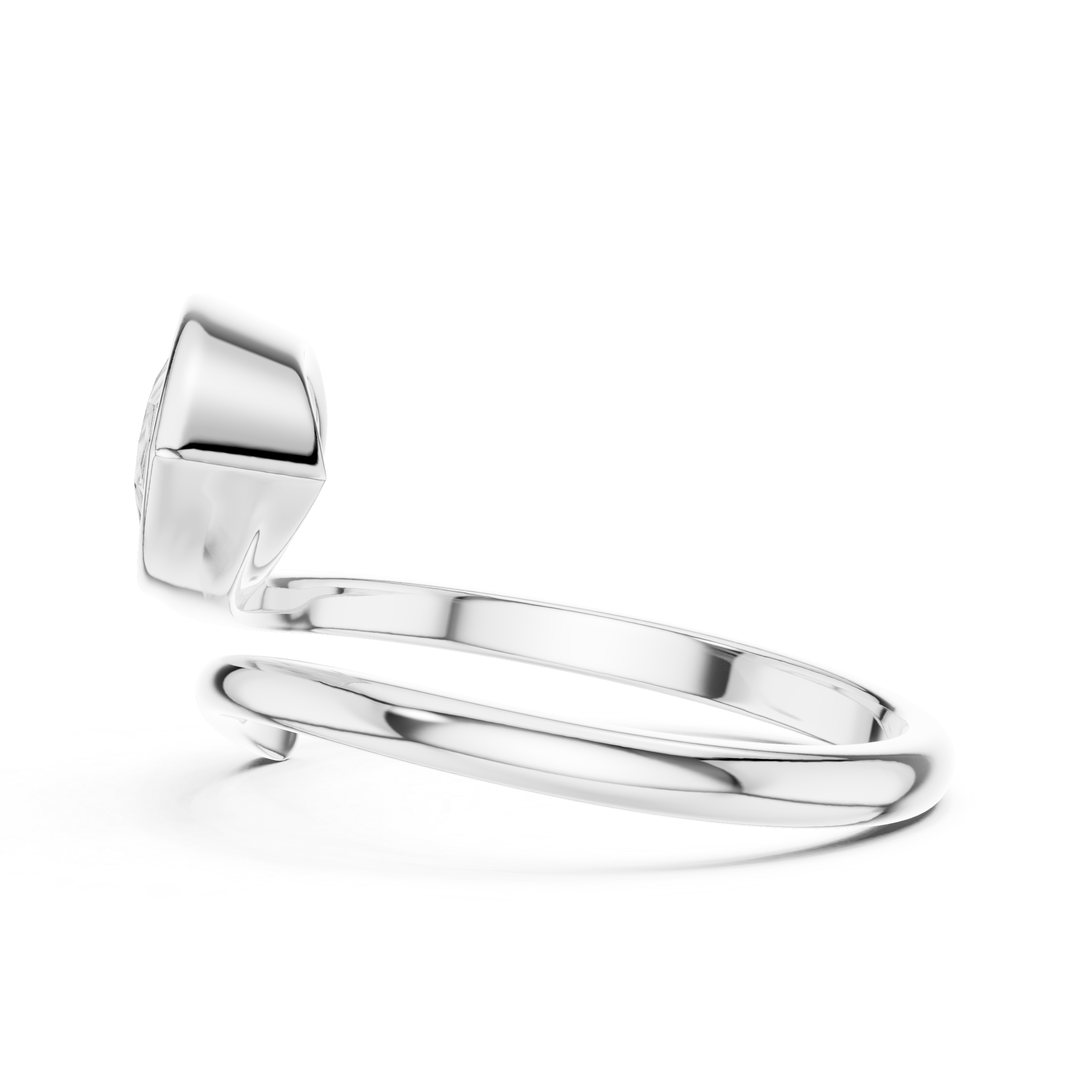 Pear Shaped Bezel Set Diamond Twist Band Ring with Modern Elegance
