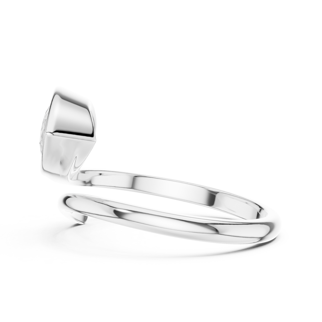 Pear Shaped Bezel Set Diamond Twist Band Ring with Modern Elegance
