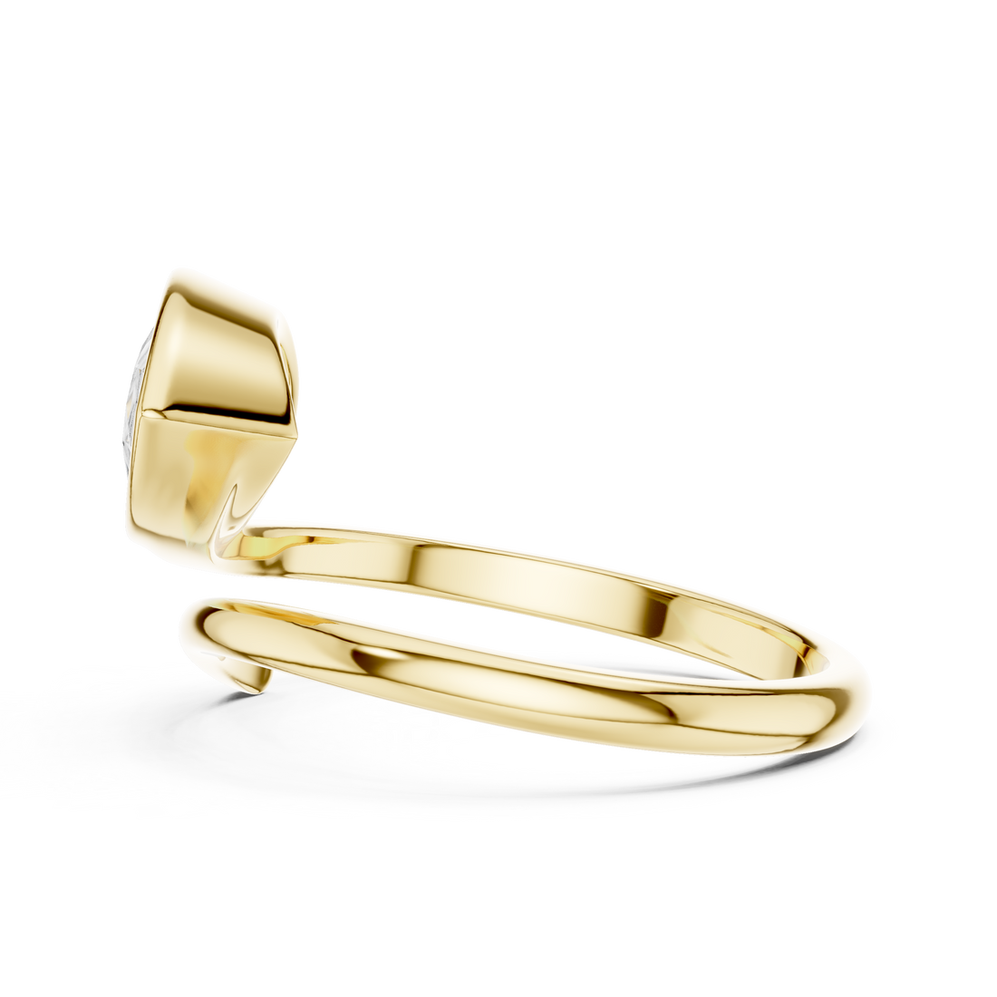 Pear Shaped Bezel Set Diamond Twist Band Ring with Modern Elegance