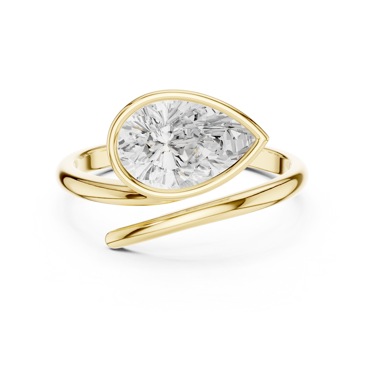Pear Shaped Bezel Set Diamond Twist Band Ring with Modern Elegance