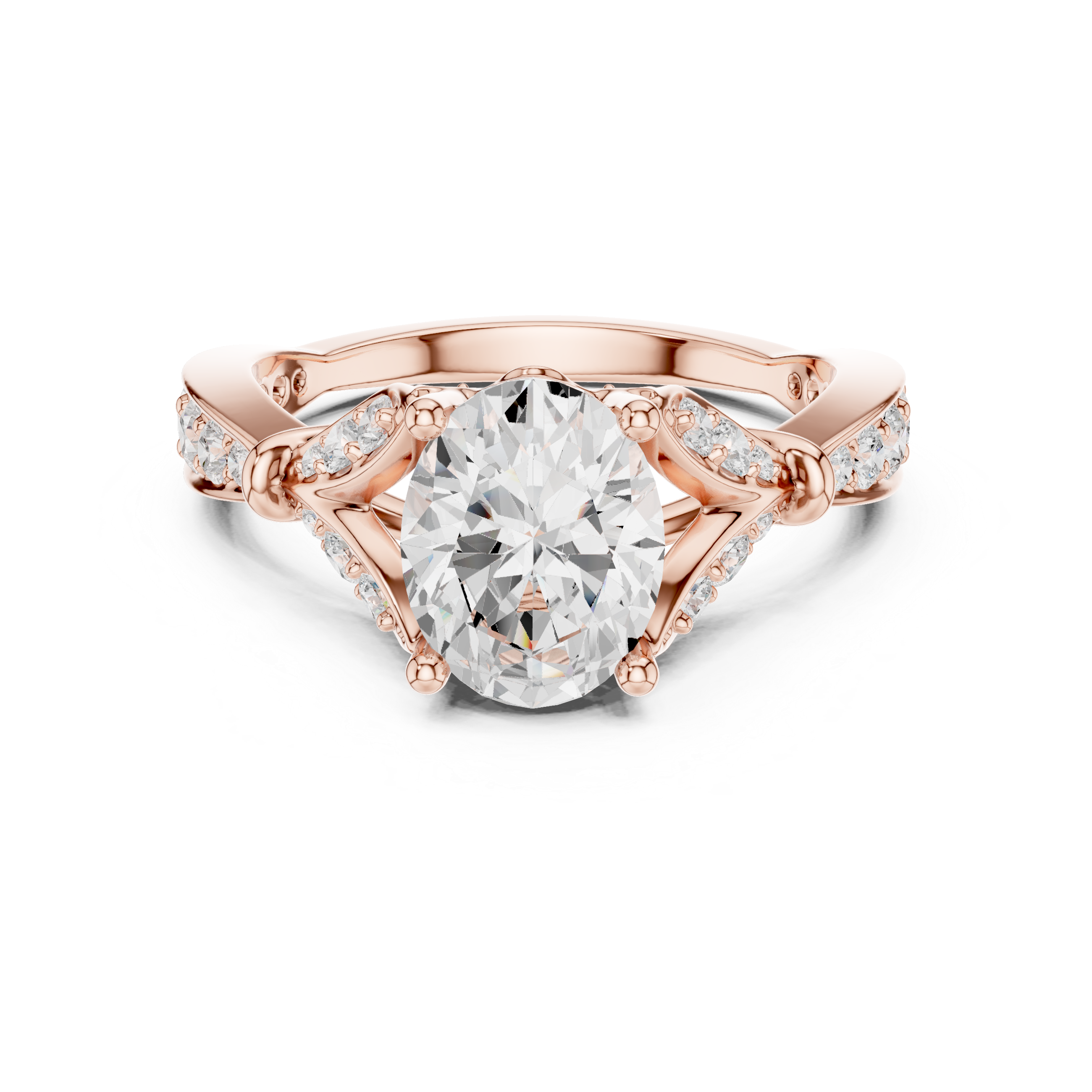Oval Cut Diamond Vintage Pavé Side Stone Engagement Ring