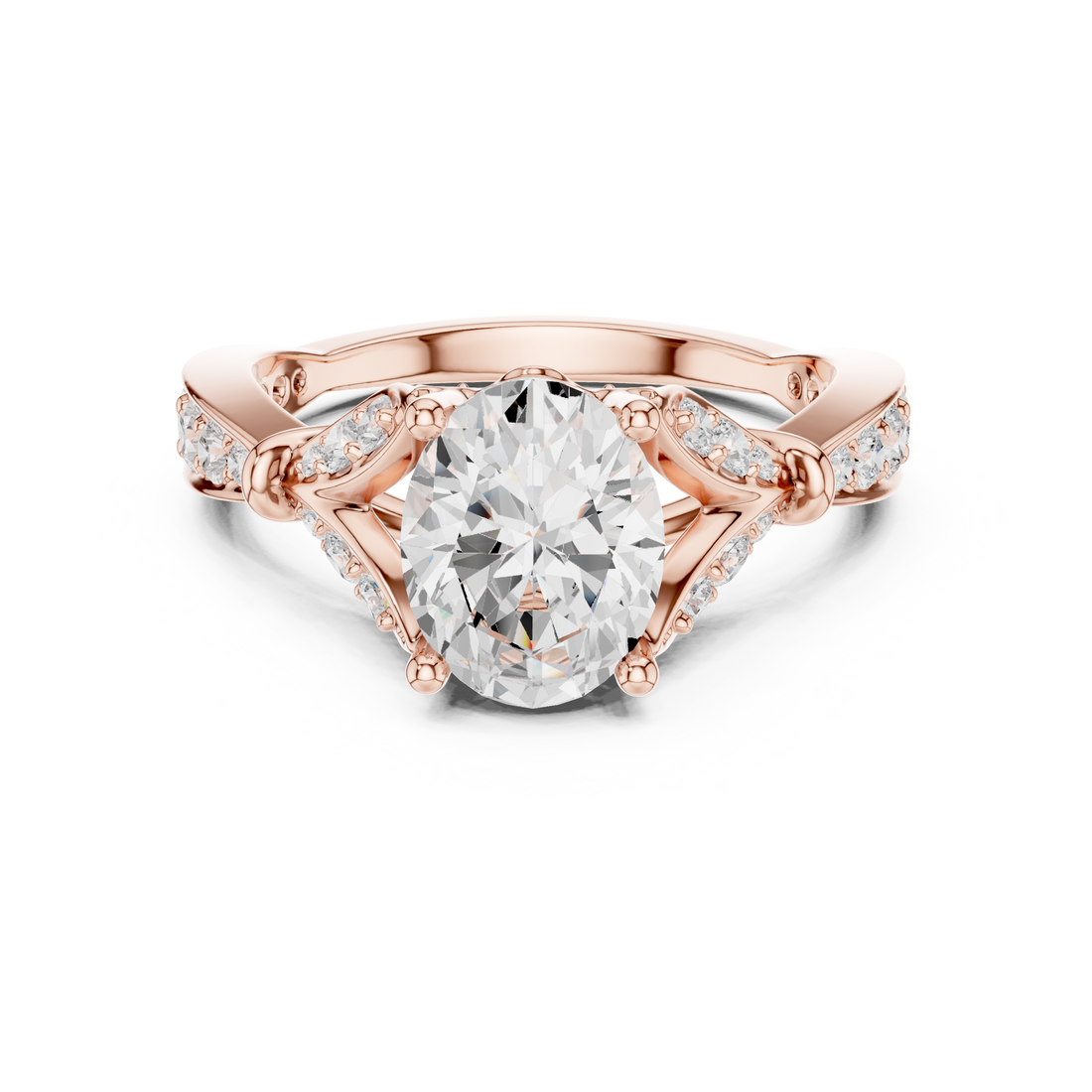 Oval Cut Diamond Vintage Pavé Side Stone Engagement Ring