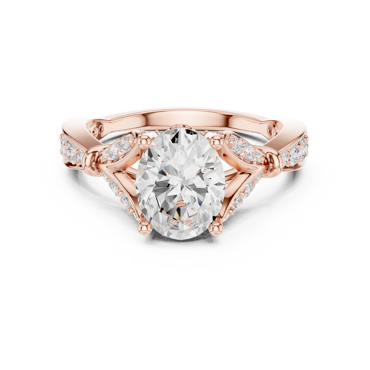 Oval Cut Diamond Vintage Pavé Side Stone Engagement Ring