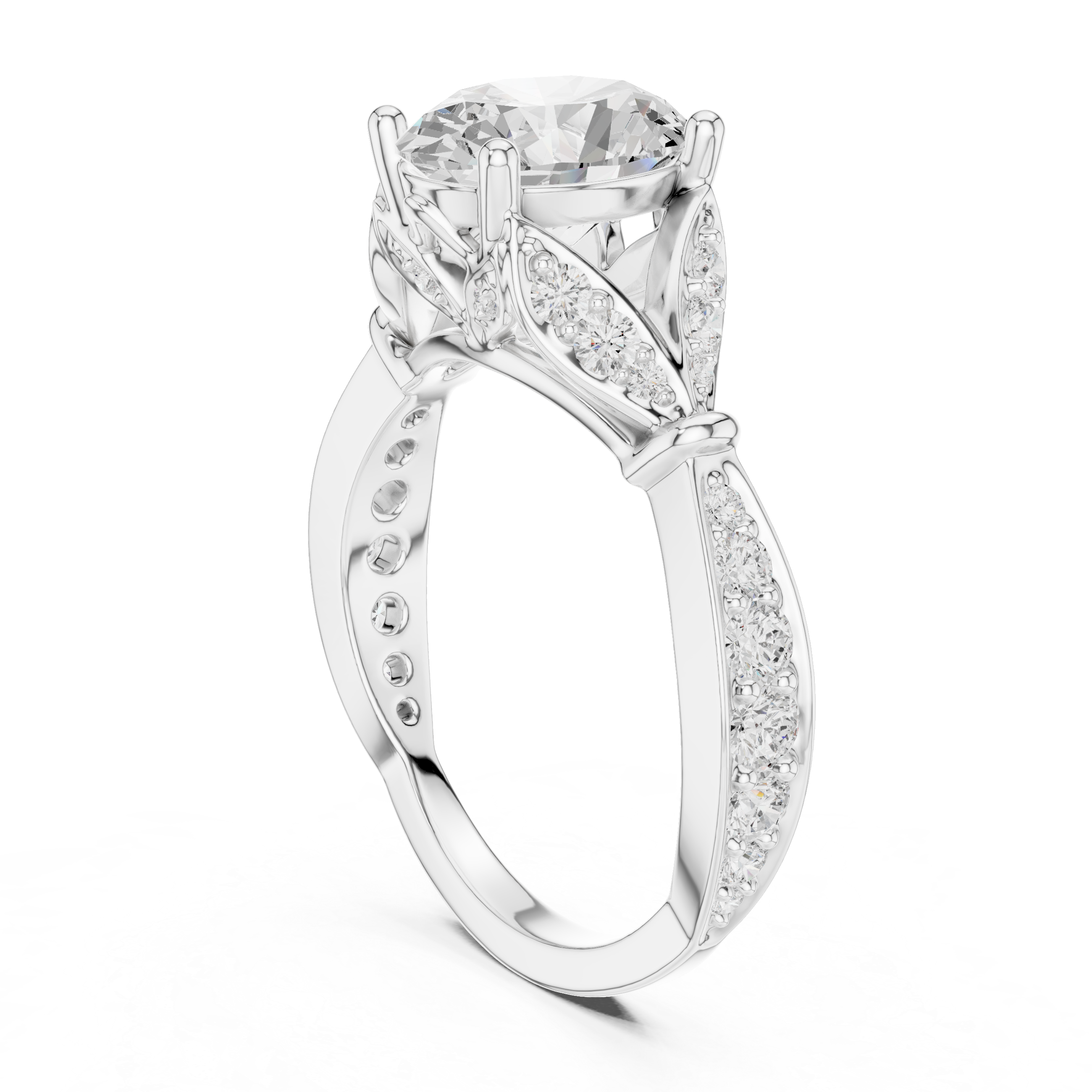 Oval Cut Diamond Vintage Pavé Side Stone Engagement Ring