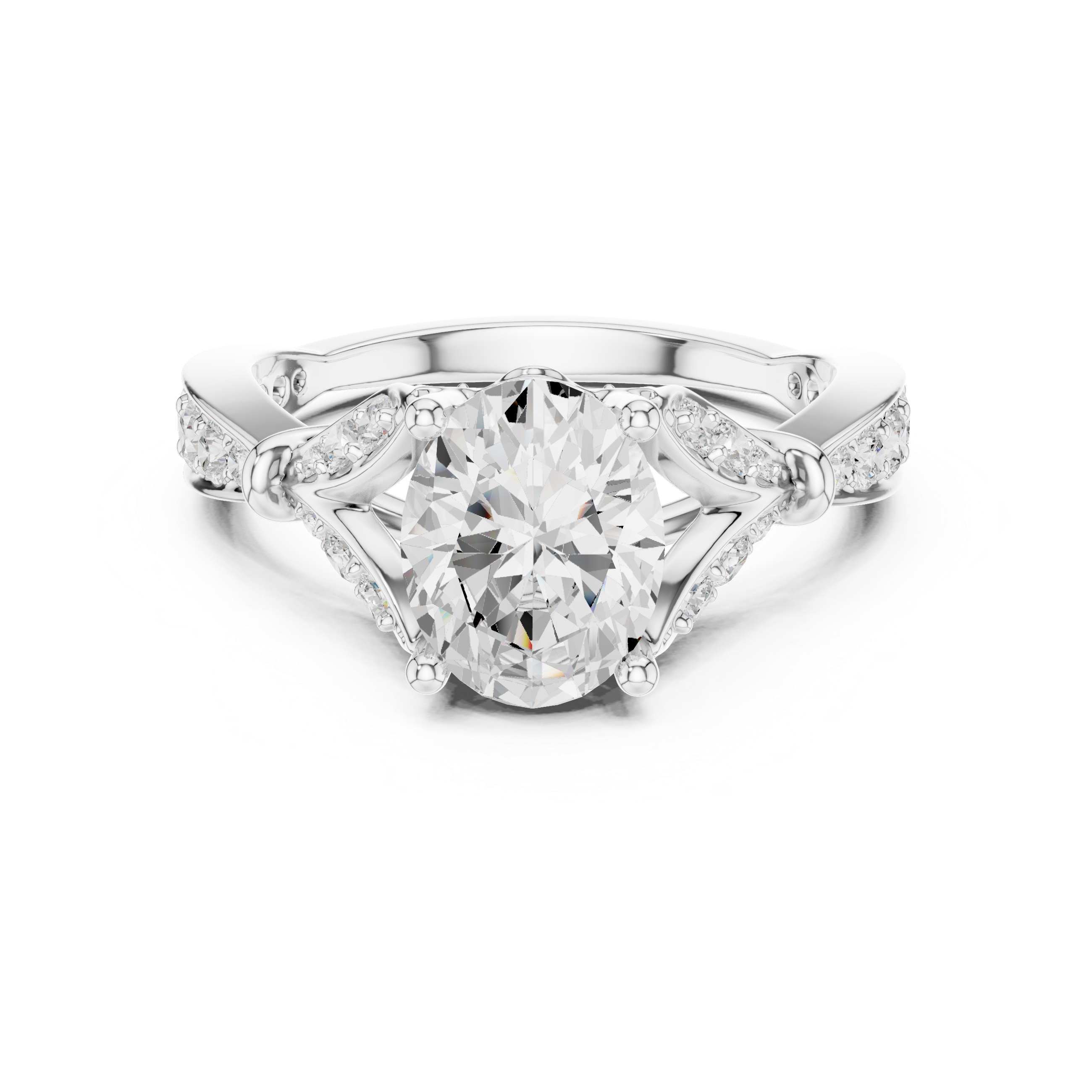 Oval Cut Diamond Vintage Pavé Side Stone Engagement Ring