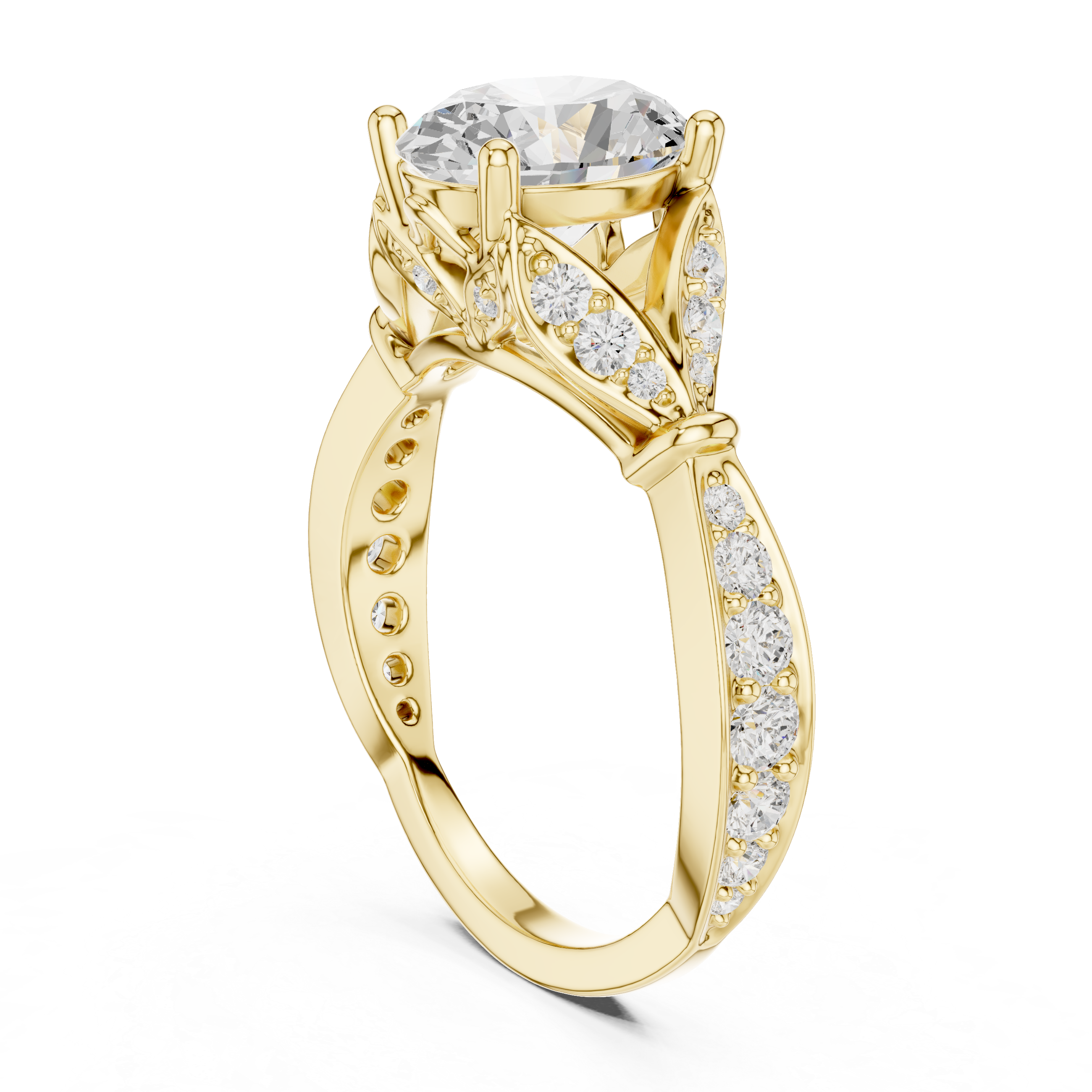 Oval Cut Diamond Vintage Pavé Side Stone Engagement Ring