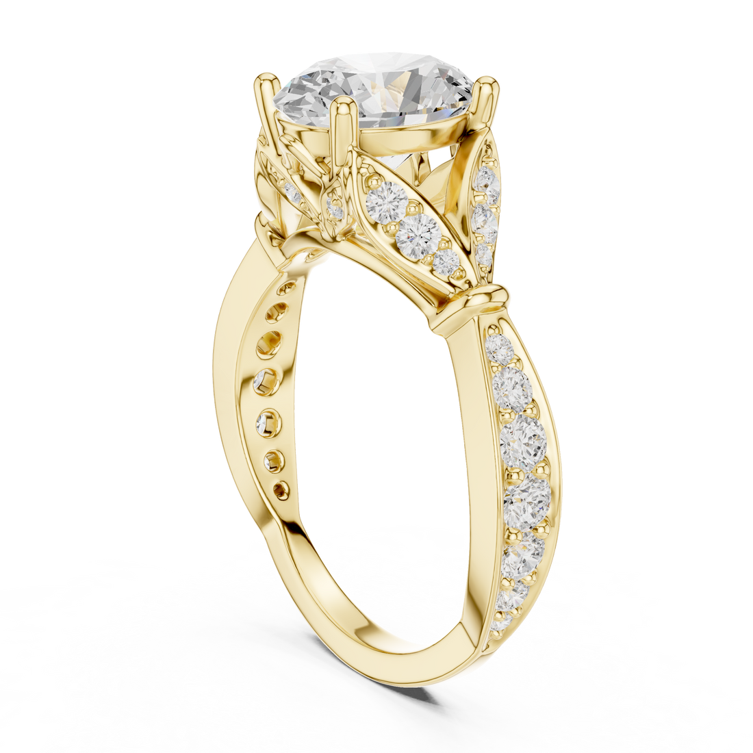 Oval Cut Diamond Vintage Pavé Side Stone Engagement Ring