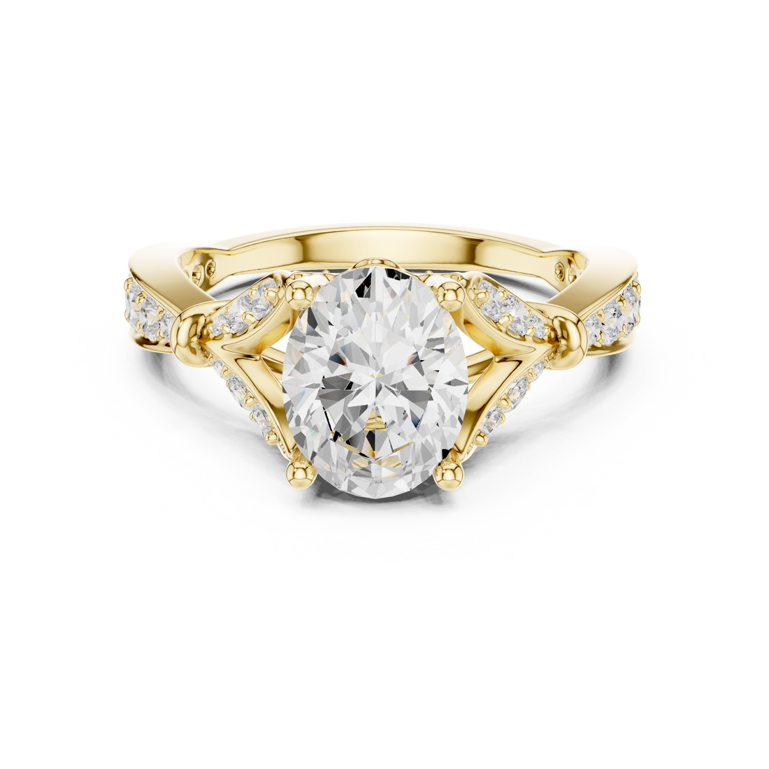 Oval Cut Diamond Vintage Pavé Side Stone Engagement Ring