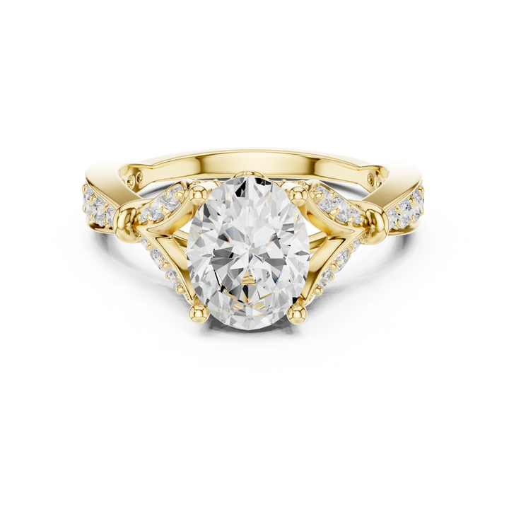 Oval Cut Diamond Vintage Pavé Side Stone Engagement Ring