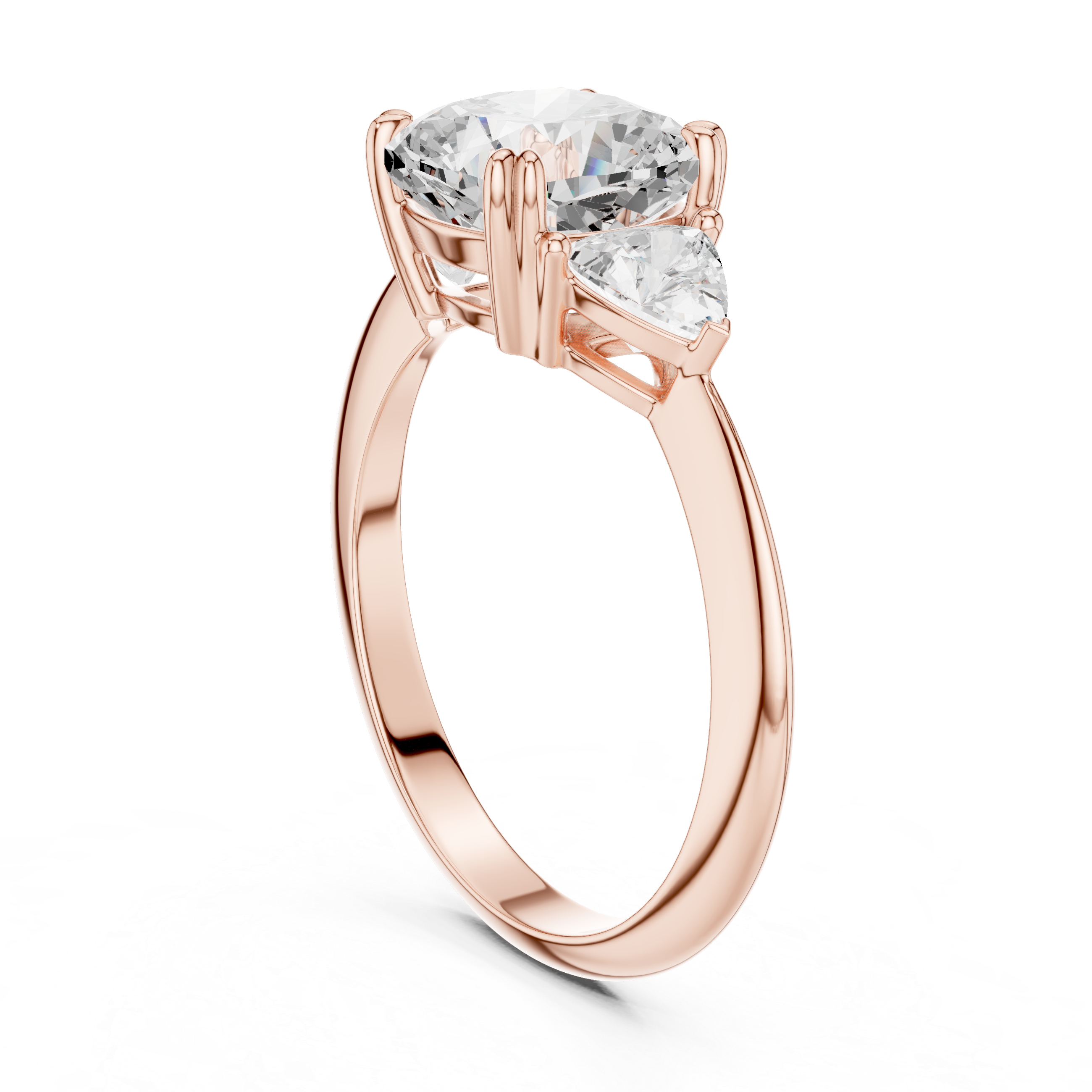 Cushion Cut Diamond Ring with Trillion Side Stones