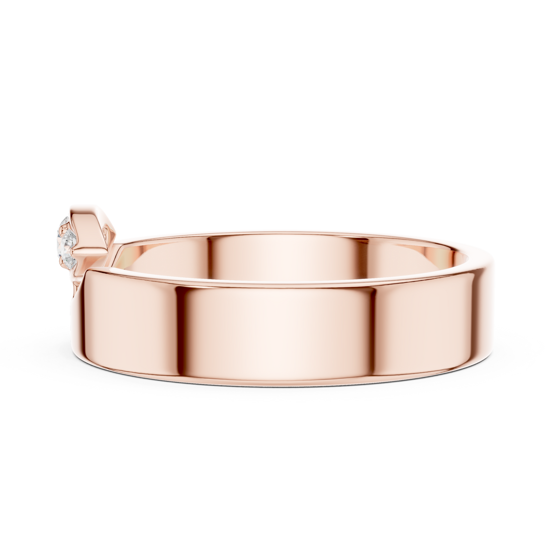 Round Diamond Three Stone Wide Band Ring Modern Classic Style