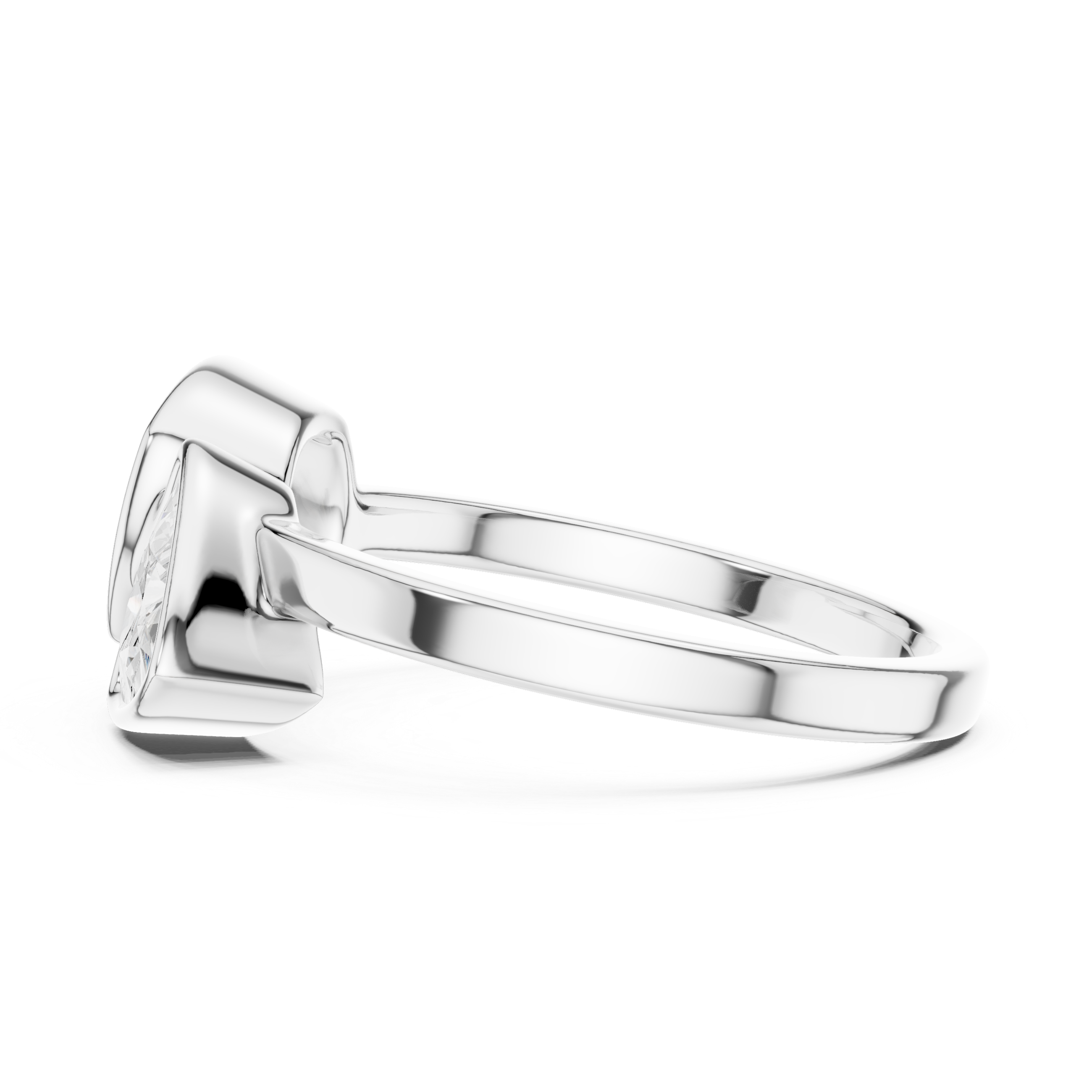 Cushion and Trillion Cut Diamond Bezel Two Stone Ring