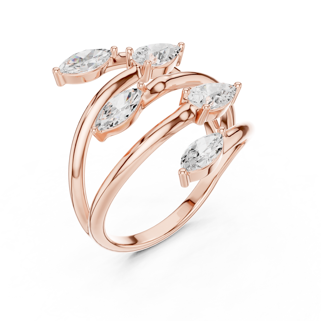 Marquise and Pear Cut Diamond Wrap Ring with Open Twist Design