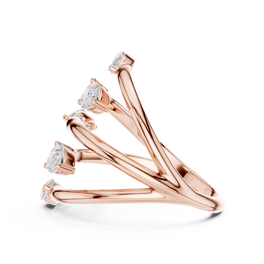 Marquise and Pear Cut Diamond Wrap Ring with Open Twist Design